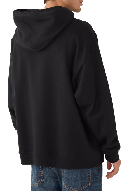 V Detail Technical Cotton Hooded Sweatshirt